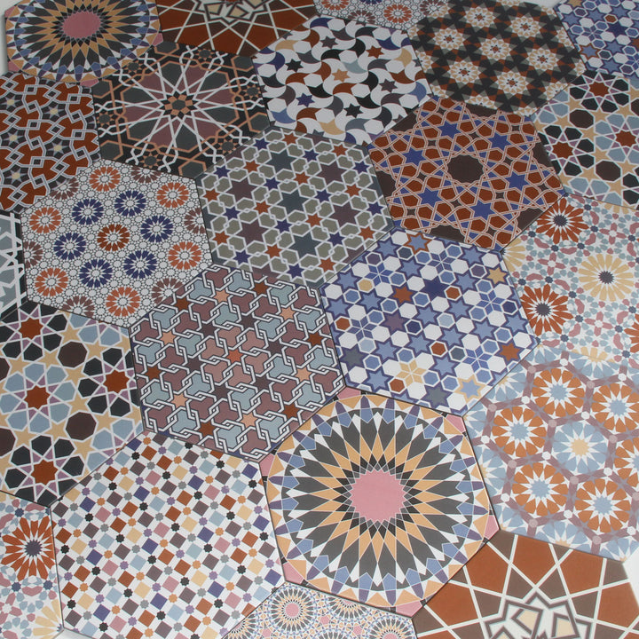 Oriental patchwork tiles – 32.8x28.5 cm hexagon
