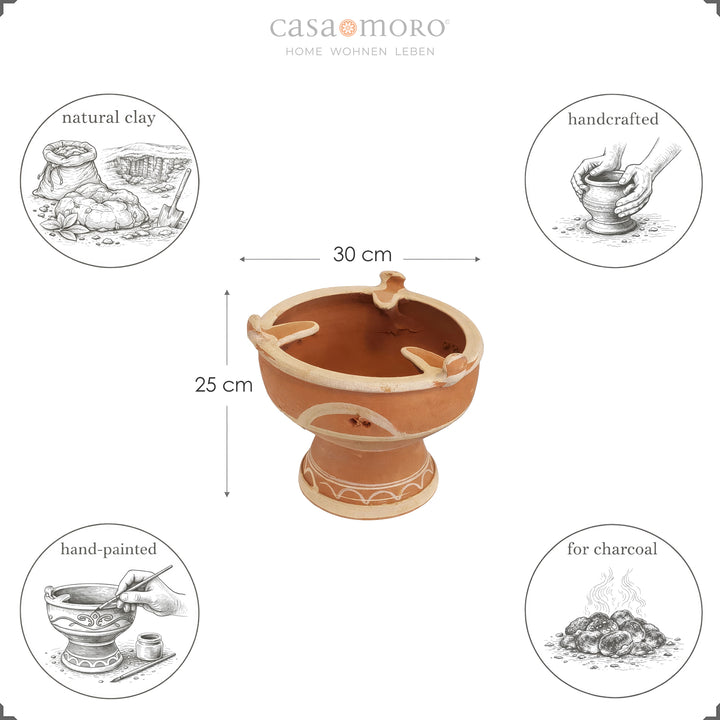 Moroccan Tajine Clay warmer for charcoal, mejmar as a table grill for Tagine or grill in Morocco style