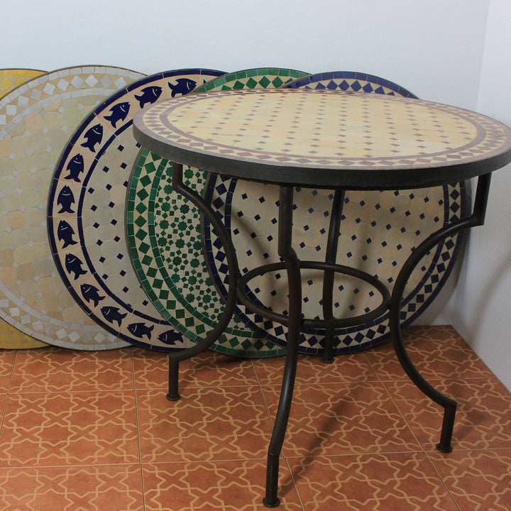 Mosaic table D90 white/diamond