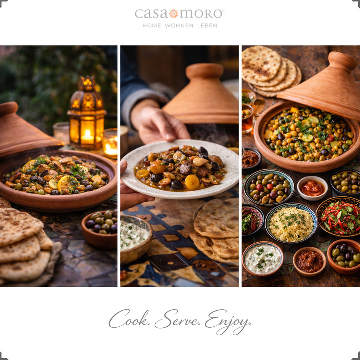 Natural ones Tajine from Morocco 30 cm with aromatic spices and vegetarian dish