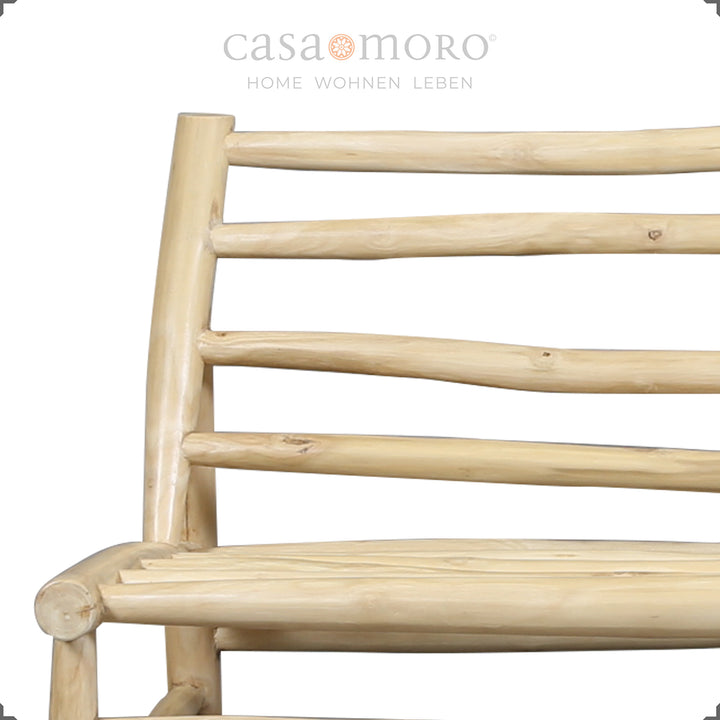 2-seater sofa made of natural wood, 140 cm wide