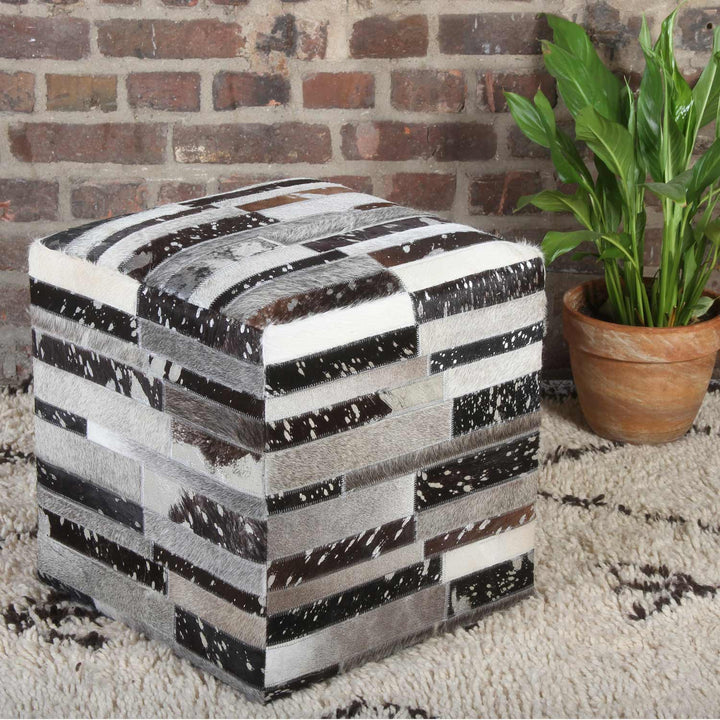 Patchwork fur stool Rinara