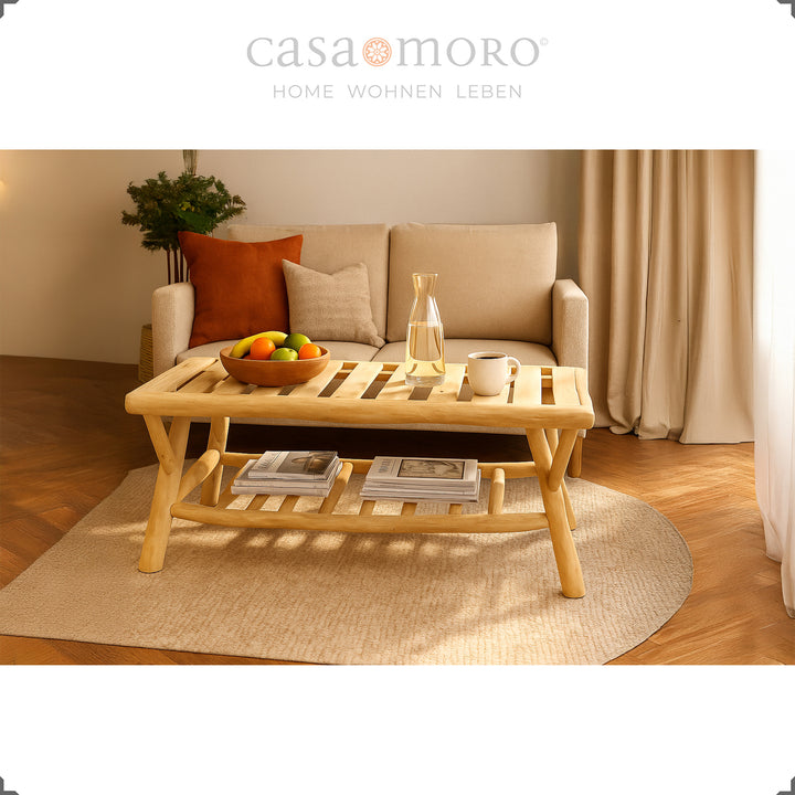 Solid wooden coffee table, versatile in the living room and garden