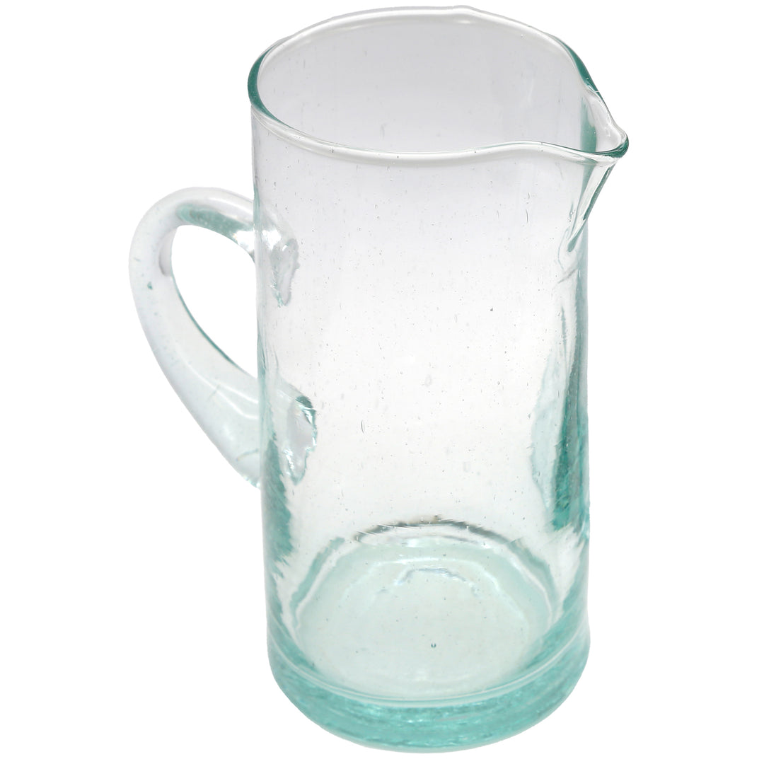 Classic water carafe with curved handle - made from recycled glass