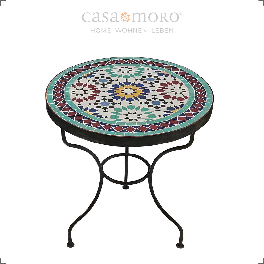 Round table with loose mosaic top, can be used flexibly in the living room or hallway